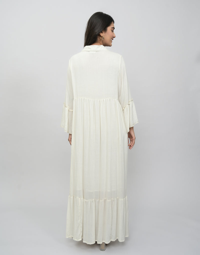 Ivory Button-Down Dress