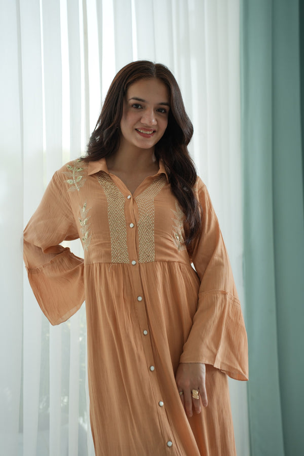 Ivory Button-Down Dress