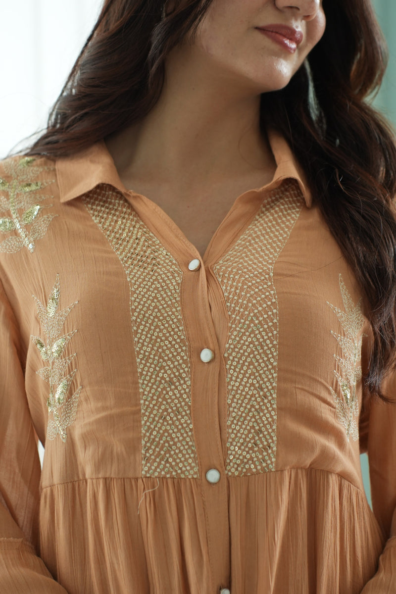 Ivory Button-Down Dress